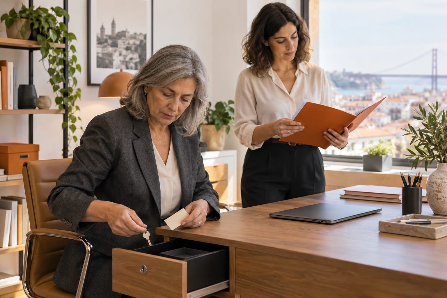Responsável de uma empresa a organizar o controlo e a recuperação das contas.